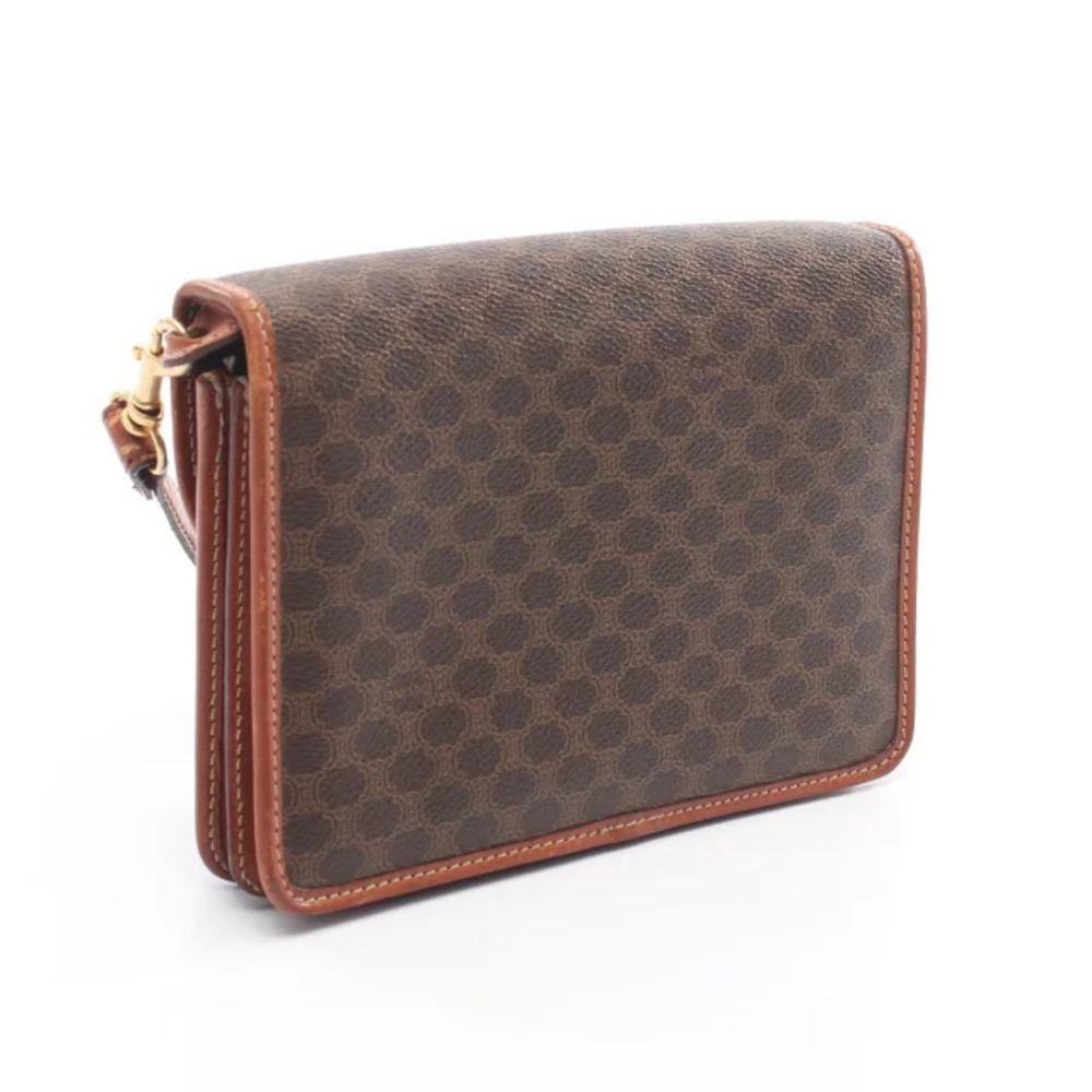 Celine Brown Shoulder Macadam Leather Bag Canvas